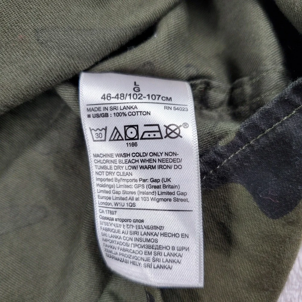 Banana Republic Luxe Flannel Shirt Mens L Camo Untucked Slim Fit Green Cotton